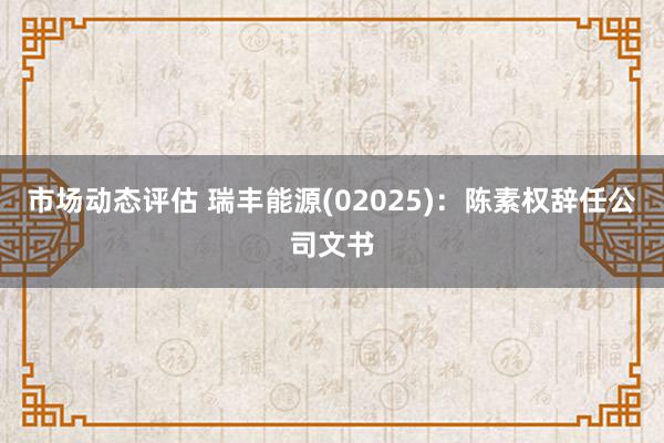 市场动态评估 瑞丰能源(02025)：陈素权辞任公司文书