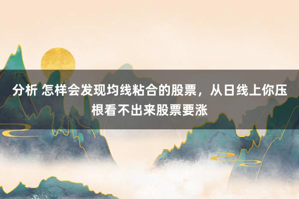 分析 怎样会发现均线粘合的股票，从日线上你压根看不出来股票要涨