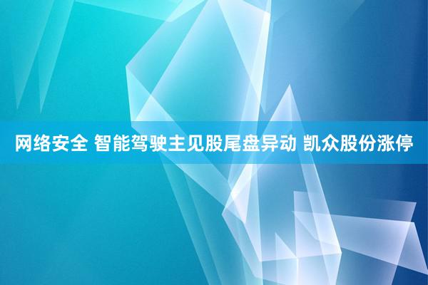 网络安全 智能驾驶主见股尾盘异动 凯众股份涨停