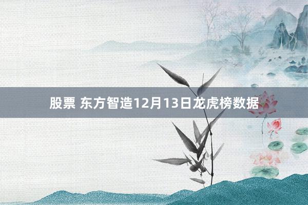 股票 东方智造12月13日龙虎榜数据