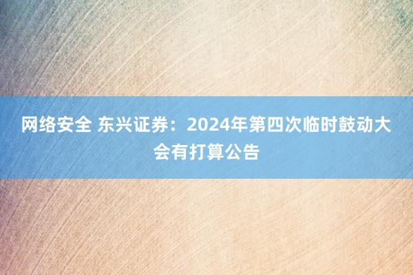 网络安全 东兴证券：2024年第四次临时鼓动大会有打算公告