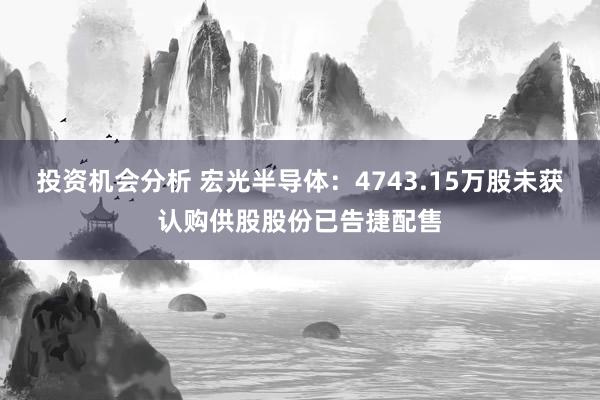 投资机会分析 宏光半导体：4743.15万股未获认购供股股份已告捷配售