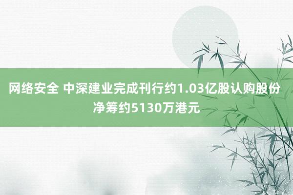 网络安全 中深建业完成刊行约1.03亿股认购股份 净筹约5130万港元