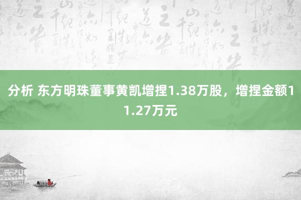 分析 东方明珠董事黄凯增捏1.38万股，增捏金额11.27万元