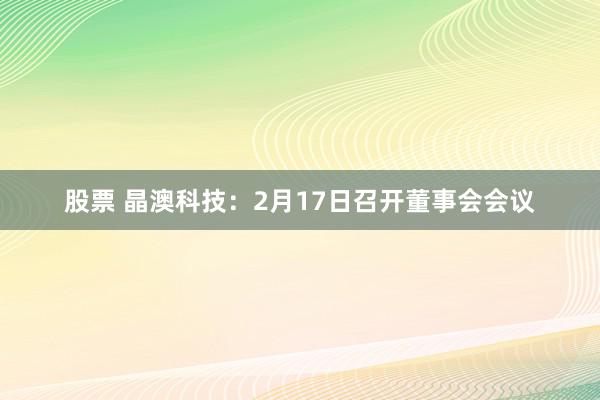 股票 晶澳科技：2月17日召开董事会会议