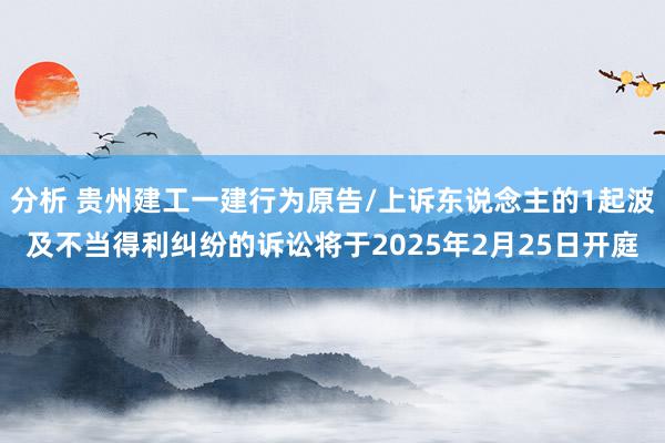 分析 贵州建工一建行为原告/上诉东说念主的1起波及不当得利纠纷的诉讼将于2025年2月25日开庭