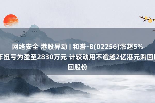 网络安全 港股异动 | 和誉-B(02256)涨超5% 全年扭亏为盈至2830万元 计较动用不逾越2亿港元购回股份