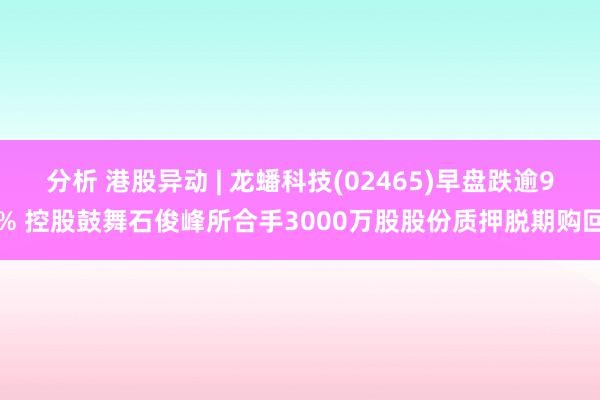 分析 港股异动 | 龙蟠科技(02465)早盘跌逾9% 控股鼓舞石俊峰所合手3000万股股份质押脱期购回