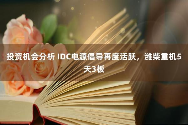 投资机会分析 IDC电源倡导再度活跃，潍柴重机5天3板