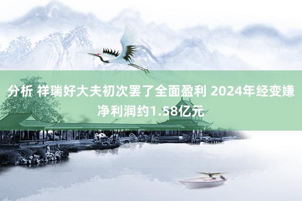 分析 祥瑞好大夫初次罢了全面盈利 2024年经变嫌净利润约1.58亿元