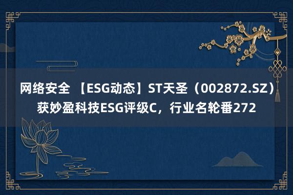 网络安全 【ESG动态】ST天圣（002872.SZ）获妙盈科技ESG评级C，行业名轮番272